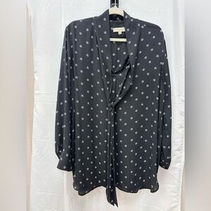 LOFT Black and White Patterned Blouse